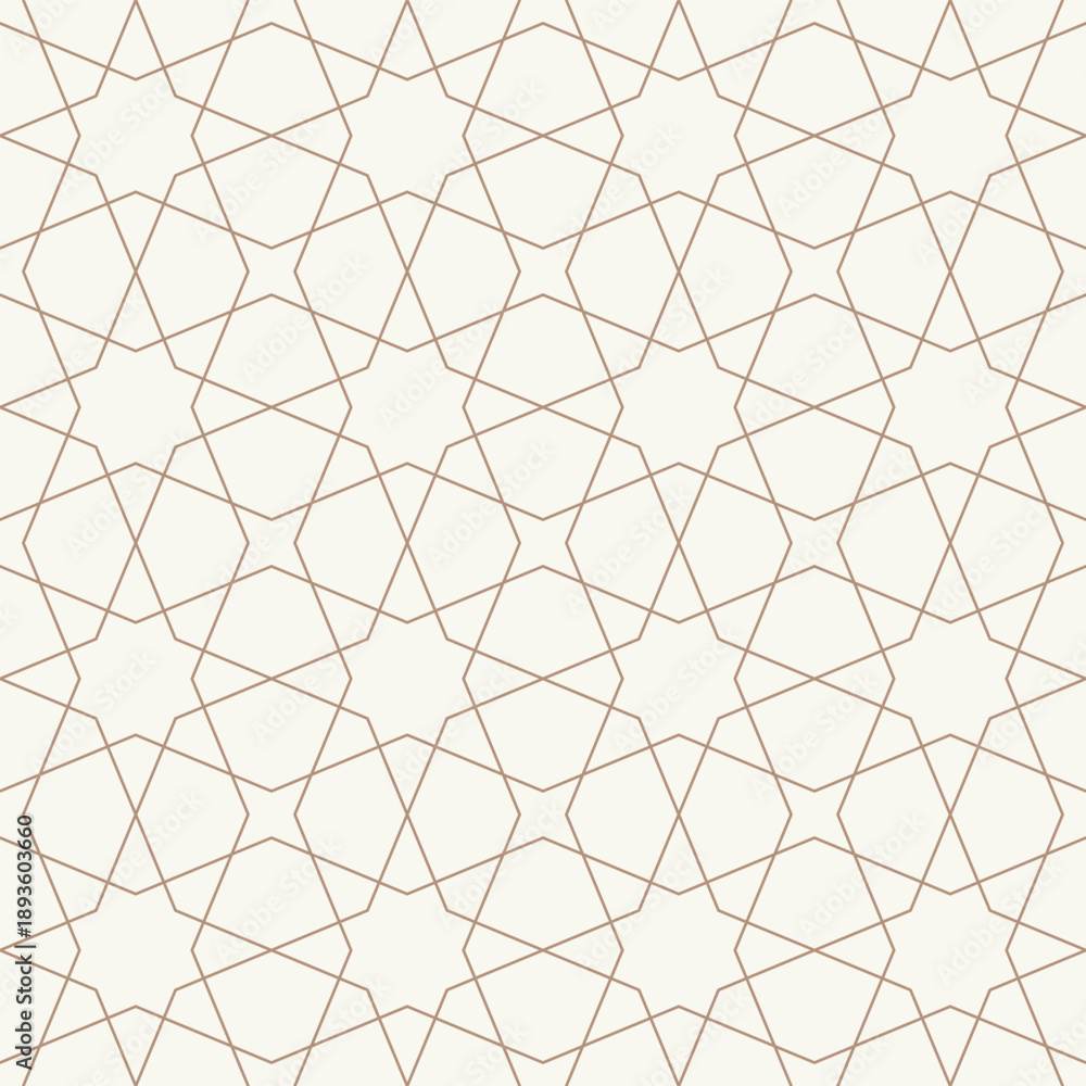Obraz premium arabic seamless abstract star line pattern backgroundislamic texture tile beige color geometric vector illustration