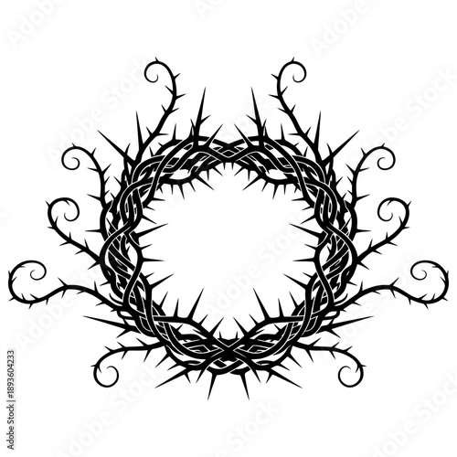 Intricate Black and White Crown of Thorns Wreath