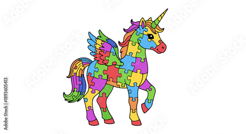 Autism Awareness Unicorn Illustration