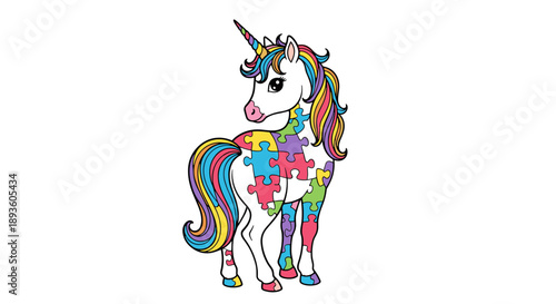 Autism Awareness Unicorn Illustration