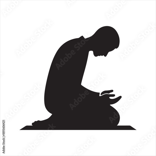Islamic prayer salah vector silhouette illustration design concept set collection idea