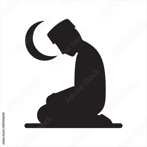 Islamic prayer salah vector silhouette illustration design concept set collection idea