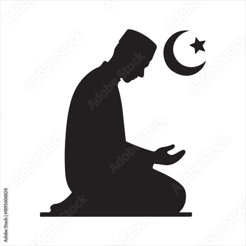 Islamic prayer salah vector silhouette illustration design concept set collection idea