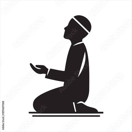 Islamic prayer salah vector silhouette illustration design concept set collection idea