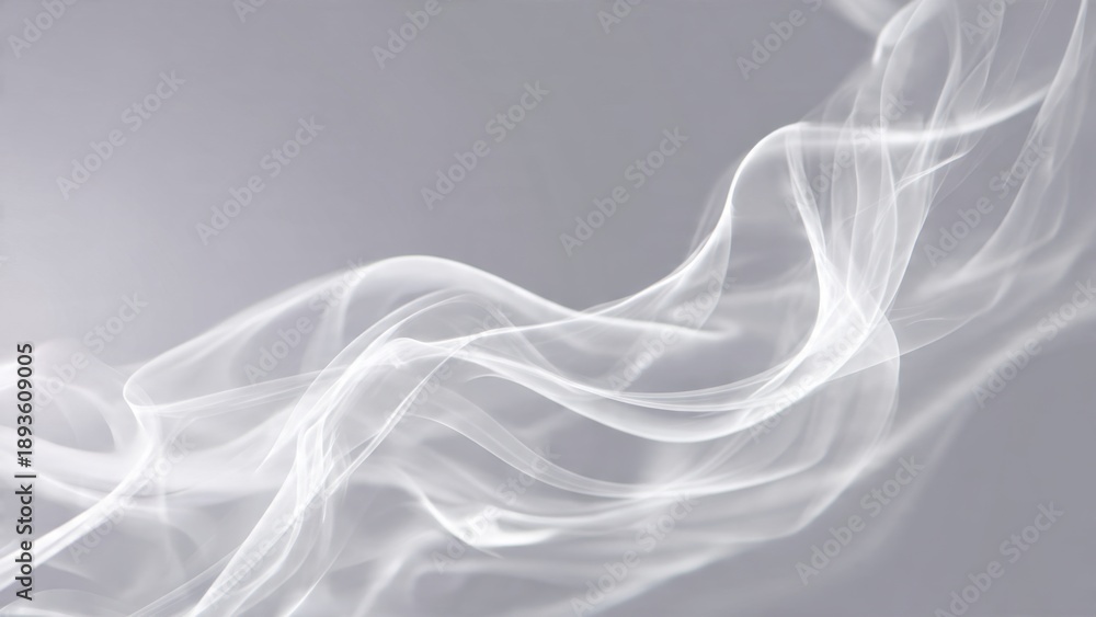 Naklejka premium Elegant White Smoke Waves on Grey Background