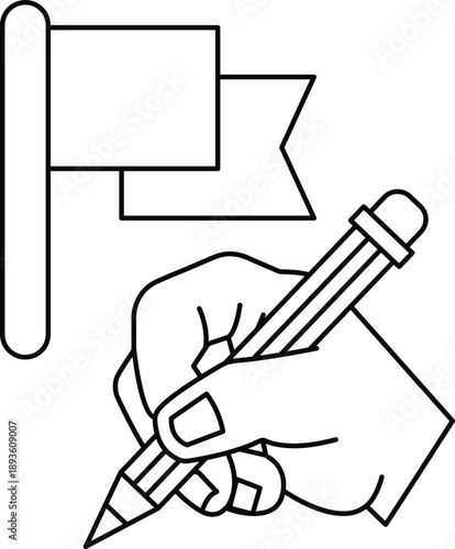 A hand is writing on a piece of paper with a pencil