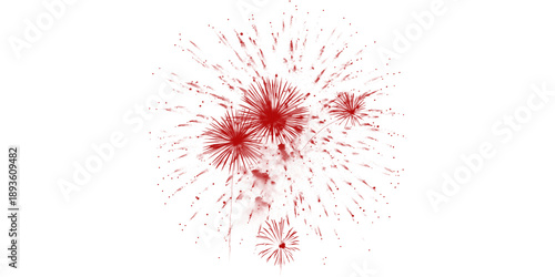 Vibrant red fireworks erupting in the vast night sky celebrating a joyous occasion with intense passion and explosive