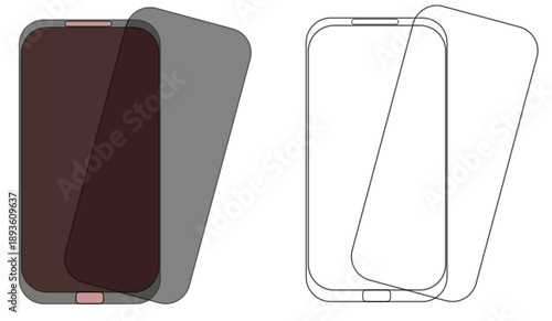 Smartphone Screen Protector Overlay Icon Illustration on Dark Background