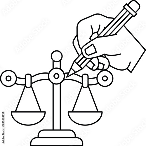 A hand is writing on a scale