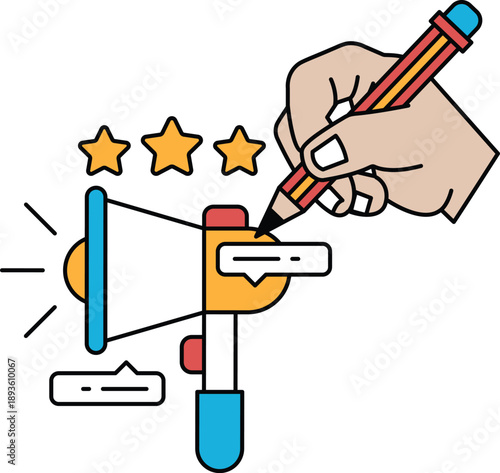 A hand is drawing a star with a pencil on a piece of paper