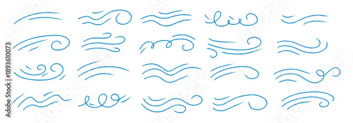 Air flow and wind breeze doodle with hand drawn speed swirls.