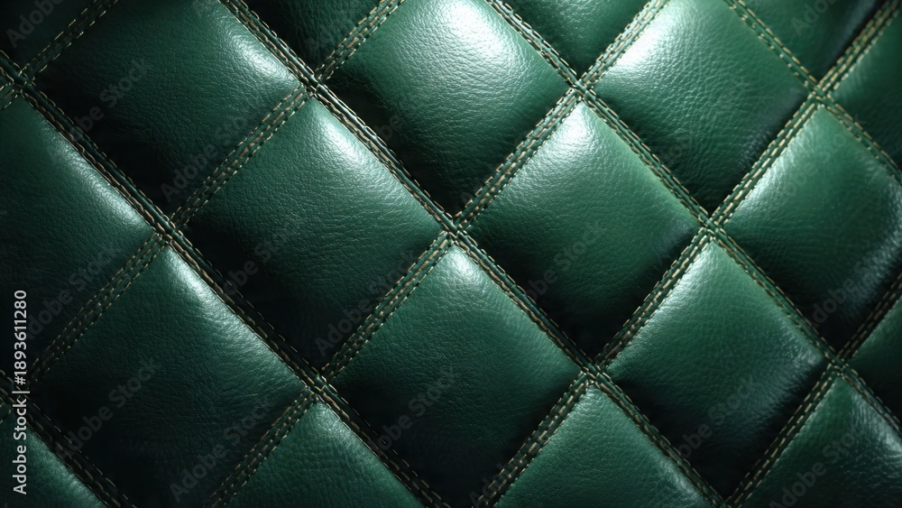 Fototapeta premium Green quilted leather texture background