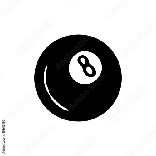 simple pool ball number eight icon for gaming and sports design