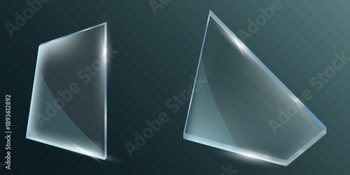 Abstract Dark Glass Shards with Light Reflections