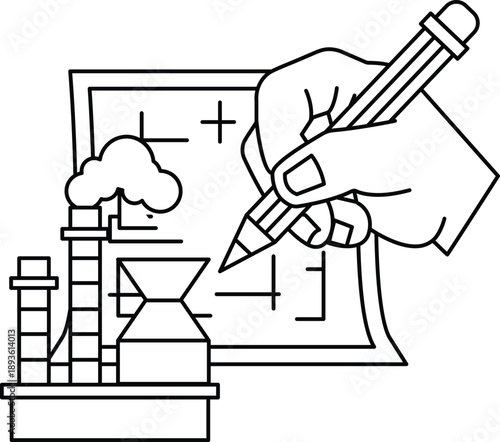 A hand is drawing on a piece of paper with a pencil