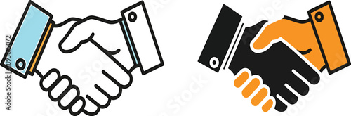 Business handshake icons, symbolizing partnership, agreement, and success