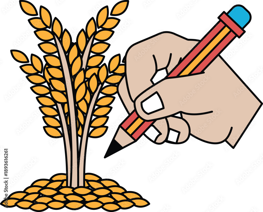 Fototapeta premium A hand is drawing a tree with a pencil