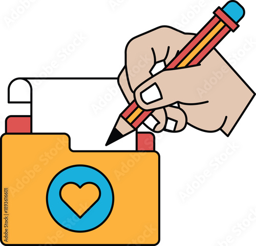 A hand is writing on a piece of paper with a pencil