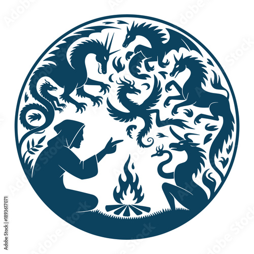 Mystical Forest Spirit Face Nature Illustration