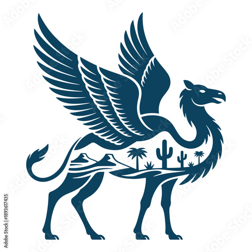 Winged Horse Fantasy Silhouette Illustration