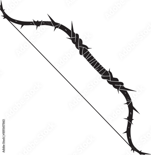 Black and white of a twisted thorny branch with sharp thorns