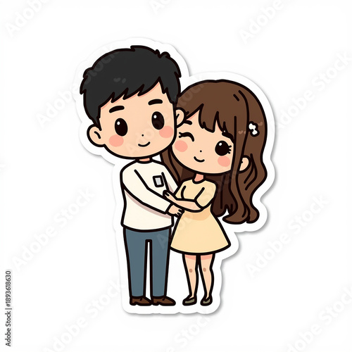 Cuddling Couple: A tender depiction of affection, portraying an endearing couple. Expressing a sense of warmth and companionship. 