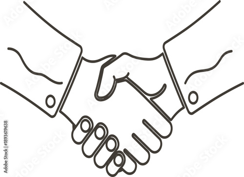Conceptual illustration of two individuals shaking hands, symbolizing agreement, partnership, and successful business collaboration