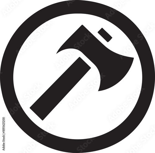No chopping allowed warning sign with axe icon