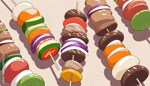 Satay food themed presentation background illustration