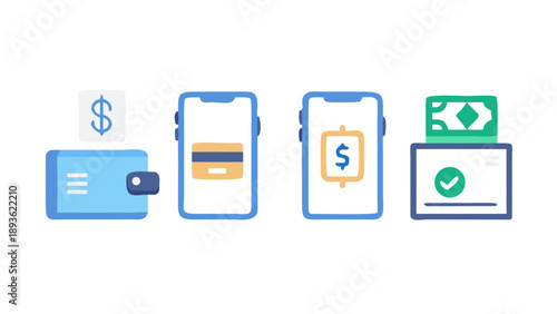 Mobile Payment and Digital Wallet Flat Vector Illustration
