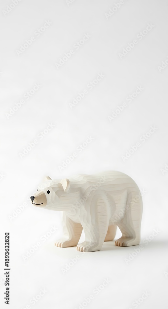 Fototapeta premium Polar Bear Figurine on White Background - A Study in Simplicity.