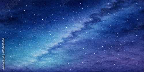 A vibrant abstract nebula glows within a deep blue cosmos, illuminating a starry night sky filled with bright galaxies and distant planets across the dark outer space universe