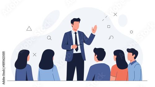 Business Coach Giving Presentation to Audience, Meeting, Training, Workshop