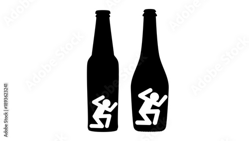 alcohol addiction symbol ,black isolated silhouette