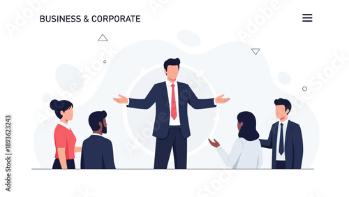 Business Leader Presenting Ideas to Diverse Team in Meeting