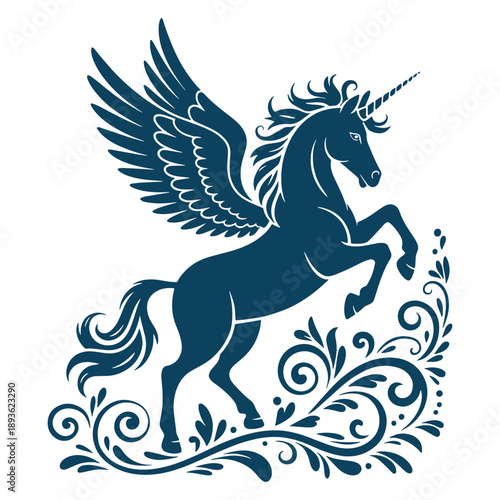 Pegasus Winged Horse Mythical Silhouette Illustration
