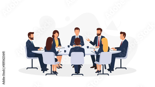 Business meeting around a table, teamwork and strategy discussion