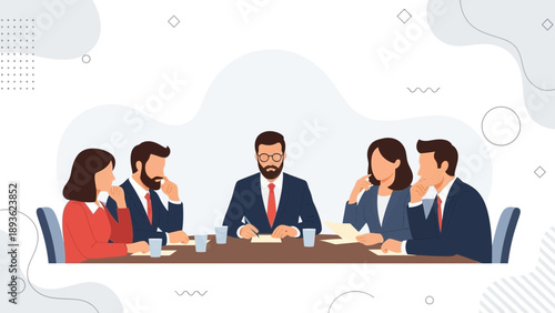 Business Meeting: Diverse Team Collaborating Around Conference Table