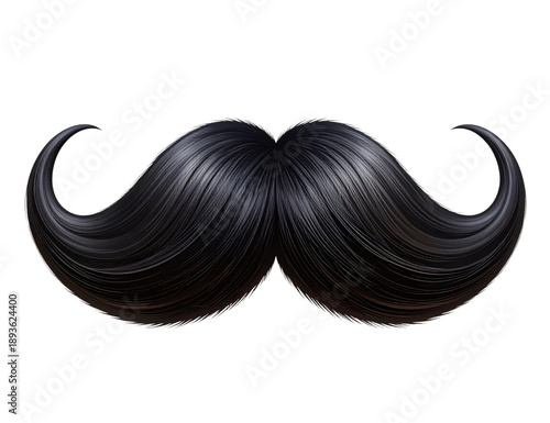 Natural Thick Mustache with Slight Asymmetry, Realistic Hair Texture, Isolated