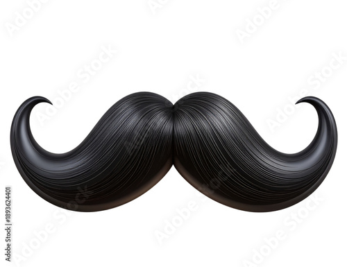 Minimal Floating Stylized Mustache Icon with 3D Depth, Modern Vector Design, Isolated