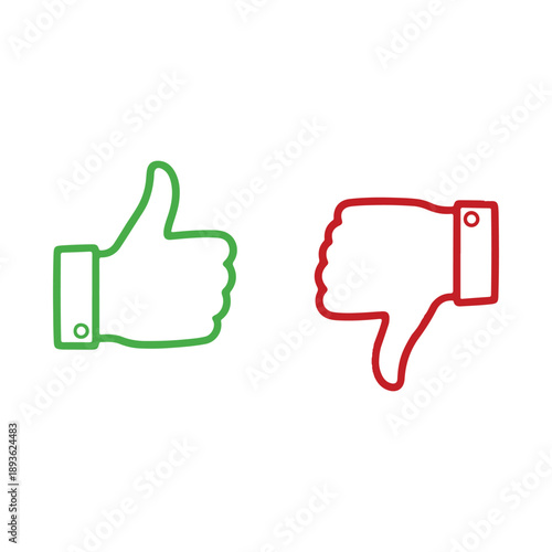 Thumbs up and down icons, signifying approval and disapproval
