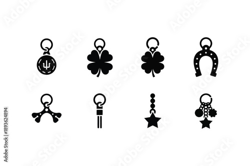 St patrick's day silhouette charms earrings four leaf clover horseshoe