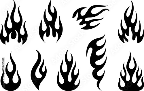 Tribal Spiral Tattoo Shapes Vector Set – Bold Black Polynesian Maori Style Symbols