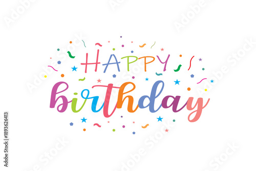 Birthday wishes banner. Confetti on a white background, the best birthday graphics - color version