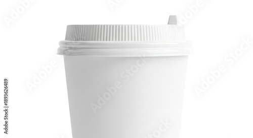 White disposable coffee cup with ribbed lid