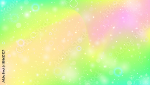 Rainbow Pattern. Pink Princess Hologram And Beautiful Fairy Gradient. Purple, Yellow Magic Background. Watercolor Girl Design In A Light Mermaid Backdrop. Green Rainbow Pattern.