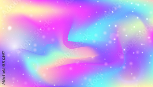 Unicorn Gradient. Pink Magic Hologram And Beautiful Rainbow Background. Purple Princess Pattern. Bright Universe Dream With Shiny Fairytale Glitter. Blue Unicorn Gradient.