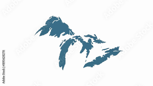 Blue outline of the Great Lakes on a white background