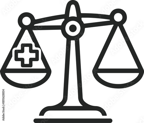 Healthcare law and medical ethics balance scale icon