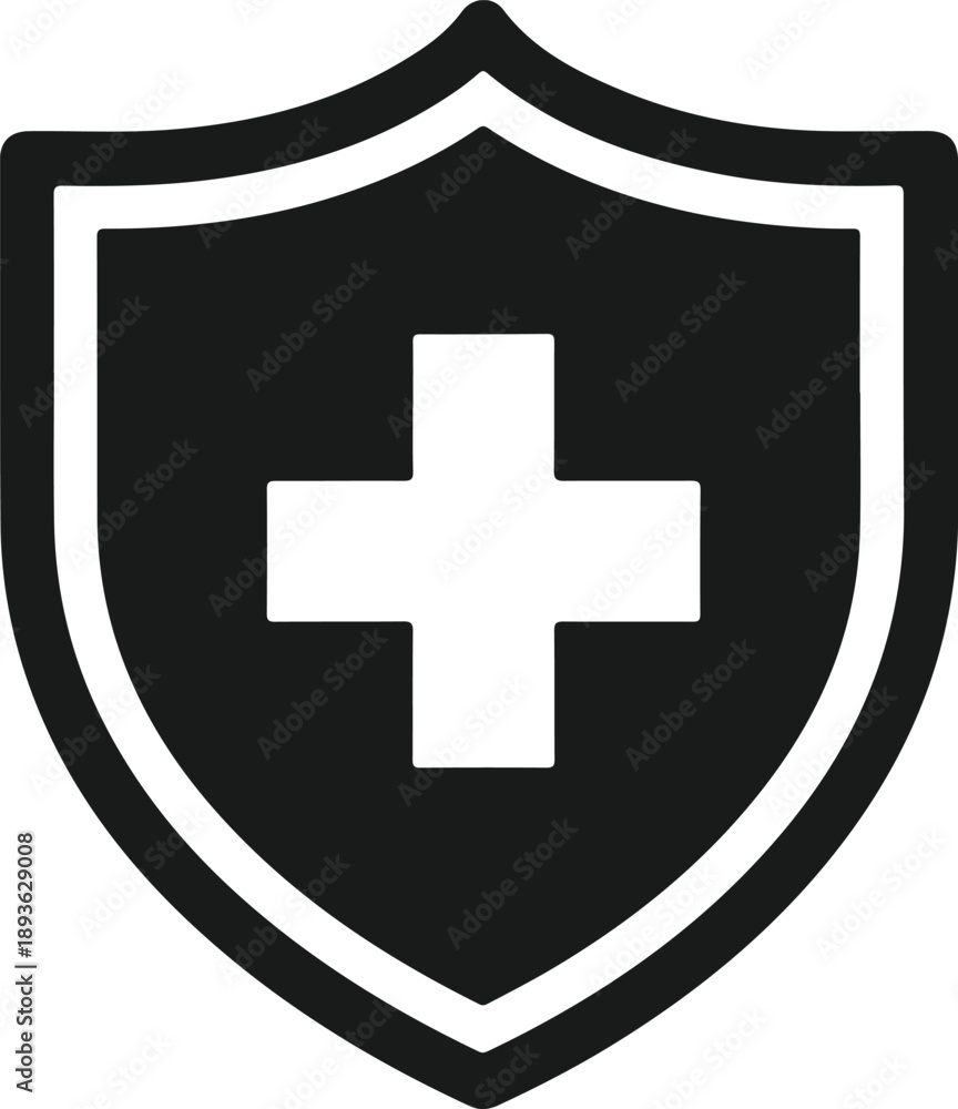 Obraz premium Medical shield icon for health protection and security